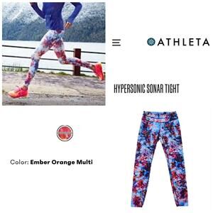Floral Athletic Legging Athleta Hypersonic Sonar Tight Size M Stretch Athleisure